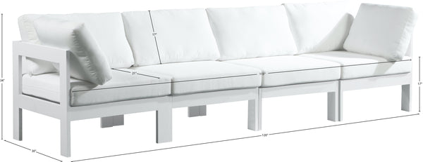 Nizuc Waterproof Fabric / Aluminum / Foam Contemporary White Waterproof Fabric Outdoor Patio Modular Sofa - 120" W x 30" D x 34" H