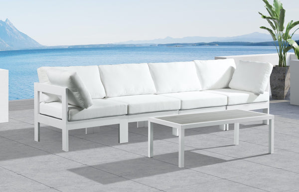 Nizuc Waterproof Fabric / Aluminum / Foam Contemporary White Waterproof Fabric Outdoor Patio Modular Sofa - 120" W x 30" D x 34" H