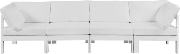 Nizuc Waterproof Fabric / Aluminum / Foam Contemporary White Waterproof Fabric Outdoor Patio Modular Sofa - 120" W x 30" D x 34" H