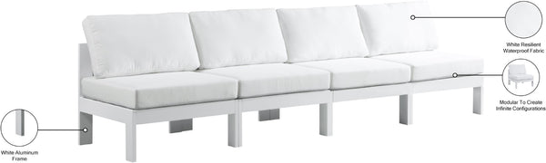 Nizuc Waterproof Fabric / Aluminum / Foam Contemporary White Waterproof Fabric Outdoor Patio Modular Sofa - 120" W x 30" D x 34" H