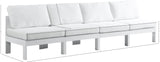 Nizuc Waterproof Fabric / Aluminum / Foam Contemporary White Waterproof Fabric Outdoor Patio Modular Sofa - 120" W x 30" D x 34" H