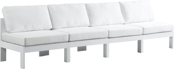 Nizuc Waterproof Fabric / Aluminum / Foam Contemporary White Waterproof Fabric Outdoor Patio Modular Sofa - 120" W x 30" D x 34" H