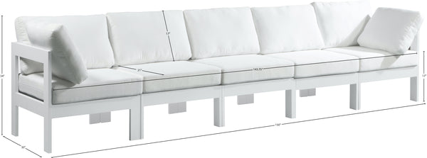 Nizuc Waterproof Fabric / Aluminum / Foam Contemporary White Waterproof Fabric Outdoor Patio Modular Sofa - 150" W x 30" D x 34" H