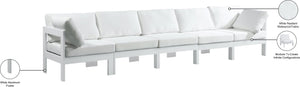 Nizuc Waterproof Fabric / Aluminum / Foam Contemporary White Waterproof Fabric Outdoor Patio Modular Sofa - 150" W x 30" D x 34" H