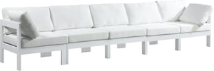 Nizuc Waterproof Fabric / Aluminum / Foam Contemporary White Waterproof Fabric Outdoor Patio Modular Sofa - 150" W x 30" D x 34" H