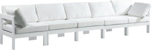 Nizuc Waterproof Fabric / Aluminum / Foam Contemporary White Waterproof Fabric Outdoor Patio Modular Sofa - 150" W x 30" D x 34" H