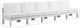 Nizuc Waterproof Fabric / Aluminum / Foam Contemporary White Waterproof Fabric Outdoor Patio Modular Sofa - 150" W x 30" D x 34" H