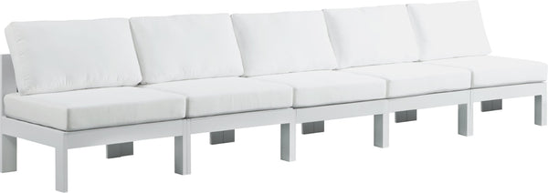 Nizuc Waterproof Fabric / Aluminum / Foam Contemporary White Waterproof Fabric Outdoor Patio Modular Sofa - 150" W x 30" D x 34" H