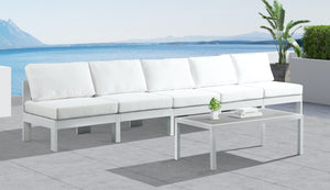Nizuc Waterproof Fabric / Aluminum / Foam Contemporary White Waterproof Fabric Outdoor Patio Modular Sofa - 150" W x 30" D x 34" H