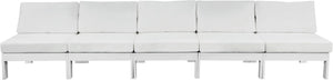 Nizuc Waterproof Fabric / Aluminum / Foam Contemporary White Waterproof Fabric Outdoor Patio Modular Sofa - 150" W x 30" D x 34" H