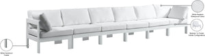 Nizuc Waterproof Fabric / Aluminum / Foam Contemporary White Waterproof Fabric Outdoor Patio Modular Sofa - 180" W x 30" D x 34" H