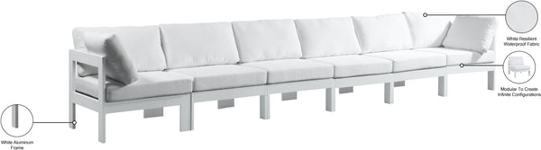 Nizuc Waterproof Fabric / Aluminum / Foam Contemporary White Waterproof Fabric Outdoor Patio Modular Sofa - 180" W x 30" D x 34" H