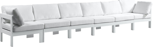 Nizuc Waterproof Fabric / Aluminum / Foam Contemporary White Waterproof Fabric Outdoor Patio Modular Sofa - 180" W x 30" D x 34" H