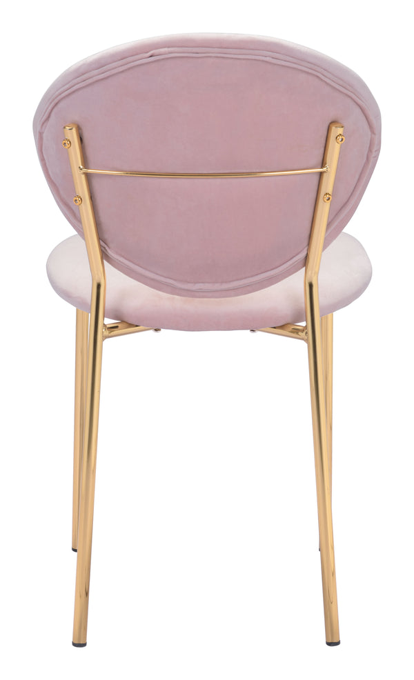 Zuo Modern Clyde 100% Polyester, Plywood, Steel Modern Commercial Grade Dining Chair Set - Set of 2 Pink, Gold 100% Polyester, Plywood, Steel