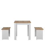 Nice Dining Table w/ Benches E2281A2134X00 White, Oak