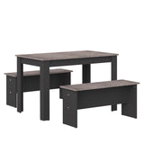 Nice Dining Table w/ Benches E2281A7698X00 Black, Concrete Look