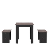 Nice Dining Table w/ Benches E2281A7698X00 Black, Concrete Look