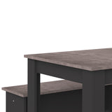 Nice Dining Table w/ Benches E2281A7698X00 Black, Concrete Look