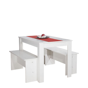 Nice Dining Table w/ Benches E2281A2121X00 White