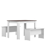 Nice Dining Table w/ Benches E2281A2198X00 White, Concrete Look