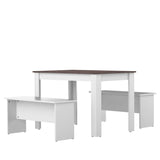 Nice Dining Table w/ Benches E2281A2198X00 White, Concrete Look