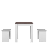 Nice Dining Table w/ Benches E2281A2198X00 White, Concrete Look