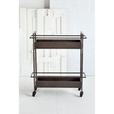 HomeRoots Rectangular Gray Metal With Two-Tier Shelves Bar Cart 376009-HOMEROOTS 376009