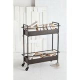 HomeRoots Rectangular Gray Metal With Two-Tier Shelves Bar Cart 376009-HOMEROOTS 376009