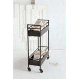 HomeRoots Rectangular Gray Metal With Two-Tier Shelves Bar Cart 376009-HOMEROOTS 376009