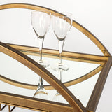 HomeRoots Showstopper Circular Rolling Gold Bar Cart 376018-HOMEROOTS 376018