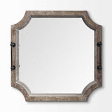 HomeRoots Rustic Antique Wash Finish Wood With Mirrored Glass Bottom And Metal Handle Tray 376024-HOMEROOTS 376024