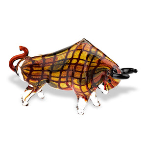 HomeRoots 9 Multicolor Large Bull Art Glass 376111-HOMEROOTS 376111