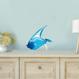 HomeRoots 16 Mouth Blown Light Blue Tropical Fish Art Glass 376122-HOMEROOTS 376122