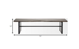 Rectangular Indian Mango WoodBrown Tone Finish W Metal Cladding On The Base Dining Bench