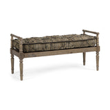 HomeRoots Rectangular Indian Mango Woodlight Brown And Grey W Jute Patterned Top Accent Bench 376192-HOMEROOTS 376192