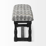 HomeRoots Rectangular Indian Mango Woodblack W Woven-Leather Cushion Top Accent Bench 376194-HOMEROOTS 376194