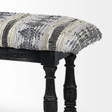 HomeRoots Rectangular Indian Mango Woodblack W Woven-Leather Cushion Top Accent Bench 376194-HOMEROOTS 376194