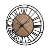 HomeRoots 59" Round Xl Industrial Stylewall Clock With Matte Metal Frame 376233-HOMEROOTS 376233
