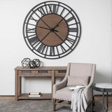 HomeRoots 59" Round Xl Industrial Stylewall Clock With Matte Metal Frame 376233-HOMEROOTS 376233