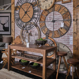 HomeRoots 59" Round Xl Industrial Stylewall Clock With Matte Metal Frame 376233-HOMEROOTS 376233