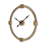 HomeRoots 36" Round Oversize Coastal Wall Clock With Open Face And Rope Base 376247-HOMEROOTS 376247