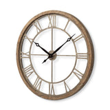 31.5" Whitewash Brown Round Modern Farm Wall Clock