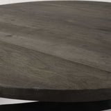 HomeRoots 40.5" Round Solid Wood Top Black Metal Base Coffee Table 376275-HOMEROOTS 376275