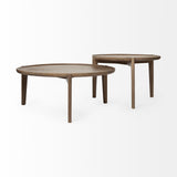 HomeRoots S 2 39.5" & 31.25" Round Solid Wood Nesting Coffee Tables 376283-HOMEROOTS 376283