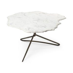 HomeRoots Irregular White Marble Top And Gold Metal Base Coffee Table 376291-HOMEROOTS 376291