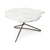 Irregular White Marble Top And Gold Metal Base Coffee Table