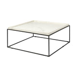 HomeRoots Square White Marble Top And Black Metal Base Coffee Table 376304-HOMEROOTS 376304