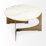 HomeRoots Oval Marble Top And Gold Metal Base Coffee Table 376309-HOMEROOTS 376309