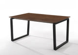 Rectangular Modern Walnut Finish Dining Table with Black Metal U shape legs
