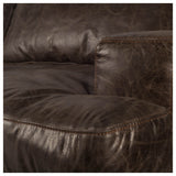 HomeRoots Dark Brown Moroccan Leather Wide Accent Chair With Wood And Black Iron Base 376350-HOMEROOTS 376350